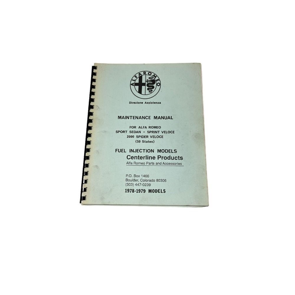 ALFA  ROMEO MAINTENANCE MANUAL  1978 - 1979 MODEL YEAR Centerline